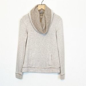 J. Crew Factory Funnel Neck Sweatshirt Heathered Gray Tan XXS